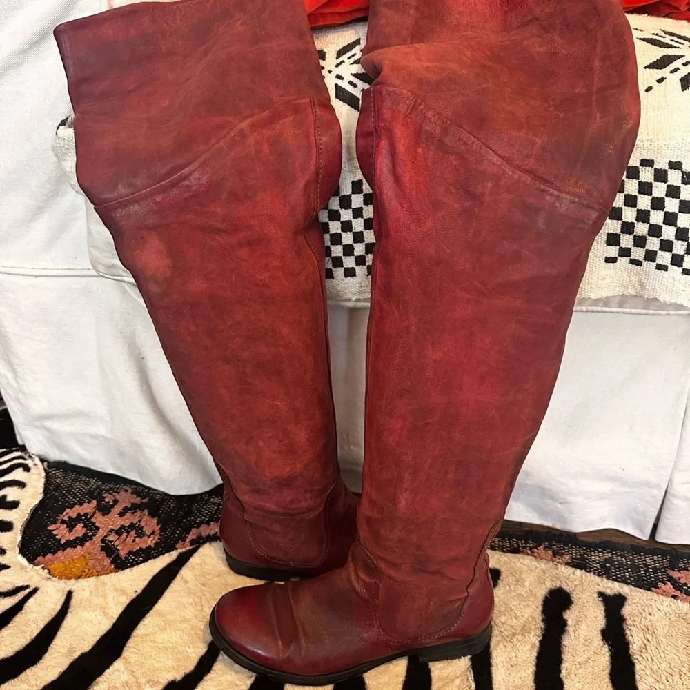 A.S.98 Red Over the Knee Leather Boots - Picture 7 of 7